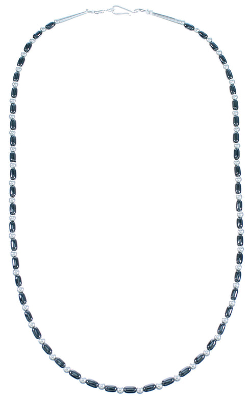 Hematite And Sterling Silver Southwest Bead Necklace RX114376